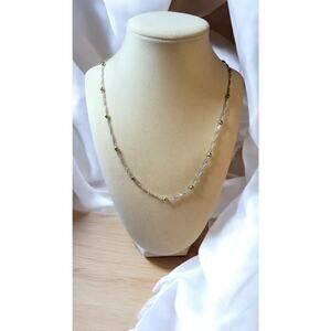 Silver Twist and Gold Beaded Two Toned Necklace 22"